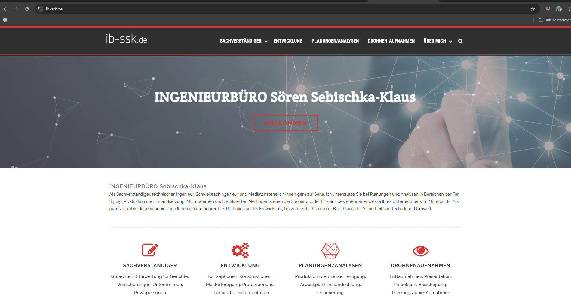 Vorher-Screenshot der Website von IB-SSK